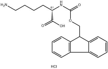 Nα-[(9H-フルオレン-9-イルメトキシ)カルボニル]-L-リジン塩酸塩 化学構造式