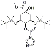 (1α,3R,4α,5R)-3,5-Bis[[(1,1-diMethylethyl)diMethylsilyl]oxy]-1-hydroxy-4-(1H-iMidazol-1-ylthioxoMethoxy)-cyclohexanecarboxylic Acid Methyl Ester, 139356-32-4, 结构式