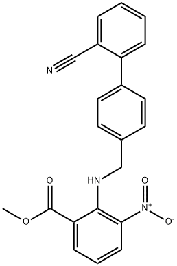 2-[(2′-シアノビフェニル-4-イル)メチル]アミノ-3-ニトロ安息香酸メチル 化学構造式