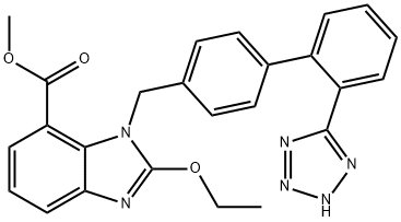 2-乙氧基-1-[[(2'-(1H-四唑-5-基)联苯-4-基)甲基]苯并咪唑]-7-甲酸甲酯,139481-69-9,结构式