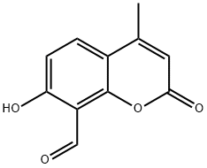 7-hydroxy-4-Methyl-2-oxo-2H-1-Benzopyran-8-carboxaldehyde Struktur