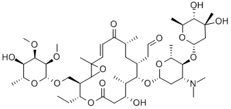 2-[(2E)-8-[5-(4,5-dihydroxy-4,6-dimethyl-oxan-2-yl)oxy-4-dimethylamino -6-methyl-oxan-2-yl]oxy-14-ethyl-10-hydroxy-15-[(5-hydroxy-3,4-dimetho xy-6-methyl-oxan-2-yl)oxymethyl]-1,5,9-trimethyl-4,12-dioxo-13,17-diox abicyclo[14.1.0]heptadec-2-en-7-yl]acetaldehyde Structure