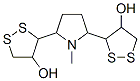 3,3'-(1-メチル-2,5-ピロリジンジイル)ビス(1,2-ジチオラン-4-オール) 化学構造式