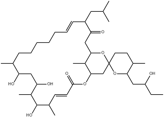 (4E,18E)-3',4',5',6'-Tetrahydro-7,9,11-trihydroxy-6'-(2-hydroxybutyl)-5',6,8,12,27-pentamethyl-20-(2-methylpropyl)spiro[2,24-dioxabicyclo[21.3.1]heptacosa-4,18-diene-25,2'-[2H]pyran]-3,21-dione|久奈霉素