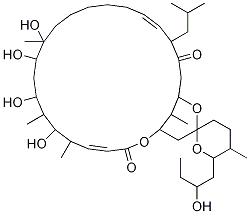 (4E,18E)-3',4',5',6'-Tetrahydro-7,9,11,12-tetrahydroxy-6'-(2-hydroxybutyl)-5',6,8,12,27-pentamethyl-20-(2-methylpropyl)spiro[2,24-dioxabicyclo[21.3.1]heptacosa-4,18-diene-25,2'-[2H]pyran]-3,21-dione Structure