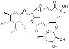 (1R,2R,3R,6E,8S,9S,12S,14E,16S)-12-hydroxy-2-[[(2R,3R,4R,5R,6R)-5-hydroxy-3,4-dimethoxy-6-methyl-oxan-2-yl]oxymethyl]-9-[(2S,3R,4S,6R)-3-hydroxy-4-methoxy-6-methyl-oxan-2-yl]oxy-3,8,12-trimethyl-4,17-dioxabicyclo[14.1.0]heptadeca-6,14-diene-5,13-dione, 1404-08-6, 结构式