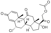 21-アセチルオキシ-6α-クロロ-17-ヒドロキシプレグナ-1,4-ジエン-3,11,20-トリオン 化学構造式