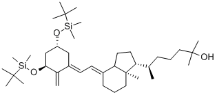 6-(4-{2-[3,5-Bis-(tert-butyl-dimethyl-silanyloxy)-2-methylene-cyclohexylidene]-ethylidene}-7a-methyl-octahydro-inden-1-yl)-2-methyl-heptan-2-ol Struktur