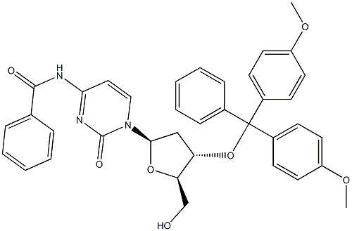 N-苯甲酰基-3'-O-(4,4'-二甲氧基三苯甲基)-2'-脱氧胞啶 结构式