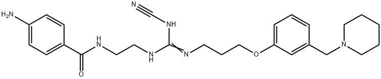 4-AMINO-N-[2-[[(CYANOAMINO)[[3-[3-(1-PIPERIDINYLMETHYL)PHENOXY]PROPYL]IMINO]METHYL]AMINO]ETHYL]BENZAMIDE|化合物 T22566
