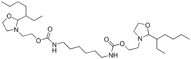 Carbamic acid, 1,6-hexanediylbis-, bis2-2-(1-ethylpentyl)-3-oxazolidinylethyl ester Struktur
