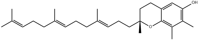 (2R)-2β,7,8-トリメチル-2-[(3E,7E)-4,8,12-トリメチル-3,7,11-トリデカトリエニル]-3,4-ジヒドロ-2H-1-ベンゾピラン-6-オール 化学構造式