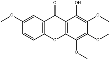 1-ヒドロキシ-2,3,4,7-テトラメトキシキサントン 化学構造式