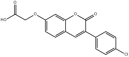 {[3-(4-クロロフェニル)-2-オキソ-2H-クロメン-7-イル]オキシ}酢酸 化学構造式