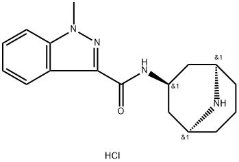 グラニセトロン関連化合物C (N-[(1R,3R,5S)-9-アザビシクロ[3.3.1]ノン-3-イル]-1-メチル-1H-インダゾール-3-カルボキサミド塩酸塩) 化学構造式