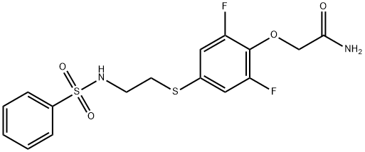 2,6-ジフルオロ-4-[2-(フェニルスルホニル­アミノ)­エチルチオ]フェノキシアセトアミド 化学構造式