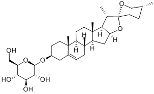 (25R)-3β-[β-D-グルコピラノシルオキシ]スピロスタ-5-エン 化学構造式