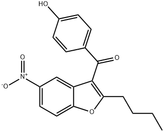 (2-ブチル-5-ニトロベンゾフラン-3-イル)(4-ヒドロキシフェニル)メタノン 化学構造式