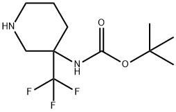 3-(BOC-アミノ)-3-トリフルオロメチルピペリジン 化学構造式