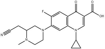 3-Quinolinecarboxylic acid, 7-[3-(cyanoMethyl)-4-Methyl-1-piperazinyl]-1-cyclopropyl-6-fluoro-1,4-dihydro-4-oxo- 结构式