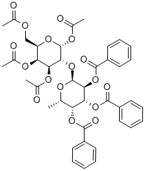 1,3,4,6-Tetra-O-acetyl-2-O-(2,3,4-tri-O-benzoyl-a-L-fucopyranosyl)-D-galactopyranose, 141990-06-9, 结构式