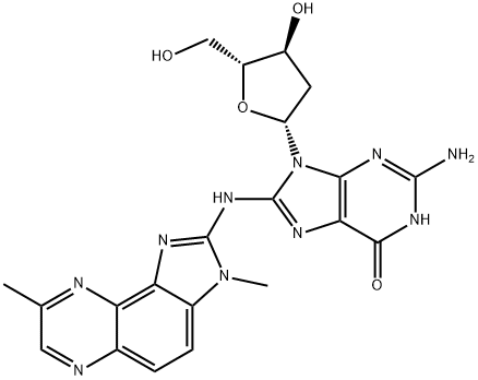 N2-(Deoxyguanosin-8-yl)-2-aMino-3,8-diMethyliMidazo[4,5-f]quinoxaline Struktur