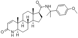 N-[1-(4-メトキシフェニル)-1-メチルエチル]-3-オキソ-4-アザ-5α-アンドロスタ-1-エン-17β-カルボアミド 化学構造式