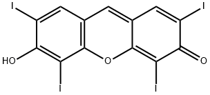 2,4,5,7-テトラヨード-6-ヒドロキシ-3-フルオロン 化学構造式