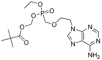 Propanoic acid, 2,2-dimethyl-, [[[[2-(6-amino-9H-purin-9-yl)ethoxy]methyl]ethoxyphosphinyl]oxy]methyl ester Struktur