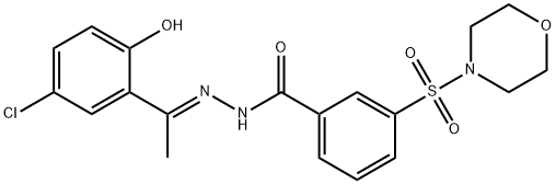3-(モルホリノスルホニル)安息香酸N′-(α-メチル-2-ヒドロキシ-5-クロロベンジリデン)ヒドラジド 化学構造式