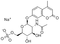 4 -甲基伞形酮- 2 -乙酰氨基- 2 -脱氧- 6 -硫酸-Β- D -葡萄糖苷,142439-99-4,结构式