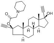 A-Norpregn-20-yne-2,17-diol, 2-ethynyl-, 2-(1-piperidineacetate), (2-b eta,5-alpha,17-alpha)- Structure