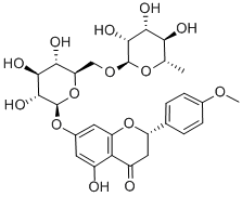 (S)-7-[[6-O-(6-デオキシ-α-L-マンノピラノシル)-β-D-グルコピラノシル]オキシ]-2,3-ジヒドロ-5-ヒドロキシ-2-(4-メトキシフェニル)-4H-1-ベンゾピラン-4-オン 化学構造式