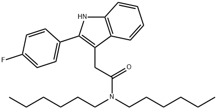 N,N-二己基-2-(4-氟苯)吲哚-3-乙酰胺, 142720-24-9, 结构式