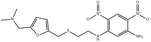 1,3-Benzenediamine, 4,6-dinitro-N-(2-(((5-((dimethylamino)methyl)-2-fu ranyl)methyl)thio)ethyl)-|