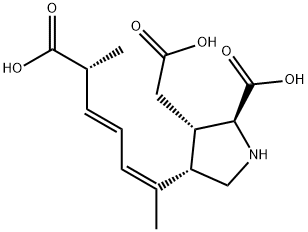 (2S)-2α-カルボキシ-4β-[(1Z,3E,5R)-5-カルボキシ-1-メチル-1,3-ヘキサジエニル]-3β-ピロリジン酢酸 化学構造式