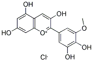 3,5,7-トリヒドロキシ-2-(3,4-ジヒドロキシ-5-メトキシフェニル)-1-ベンゾピリリウム·クロリド 化学構造式