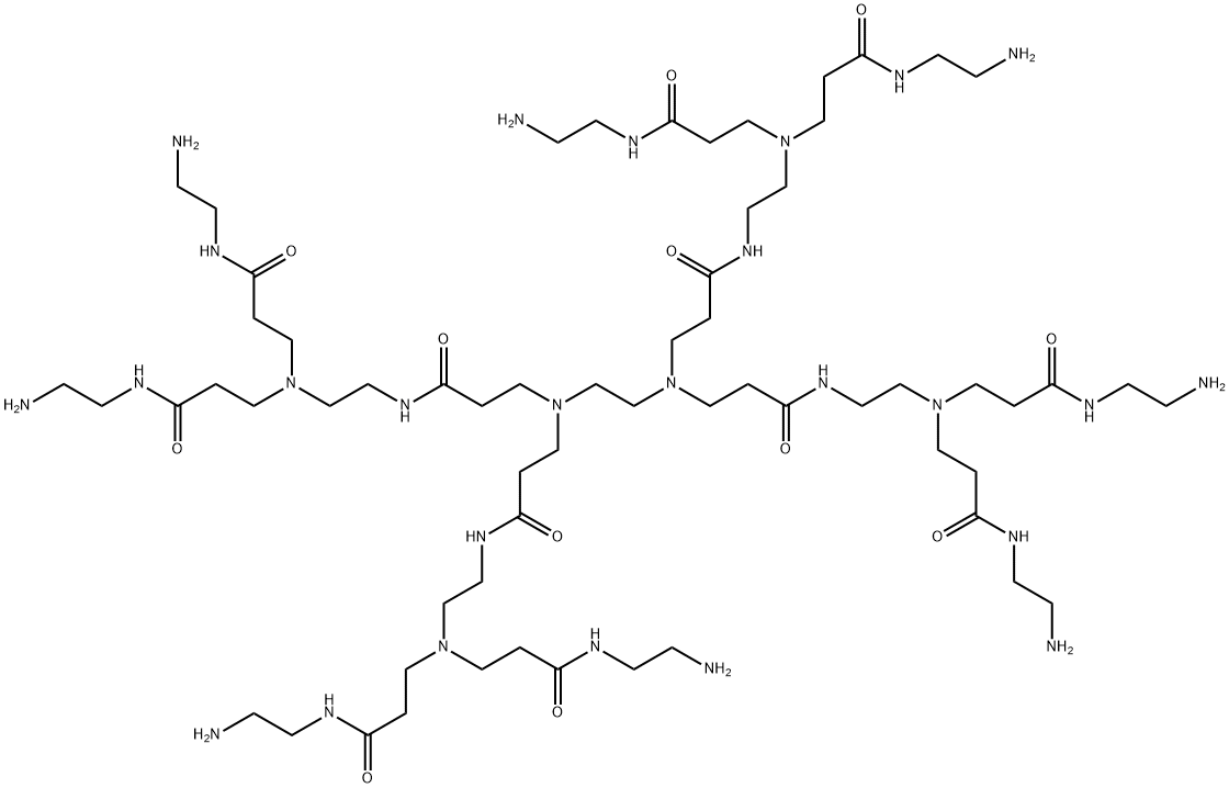 PAMAM 树枝状聚合物,乙二胺核,1.0 代 溶液, 142986-44-5, 结构式