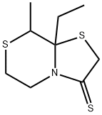 Thiazolo[2,3-c][1,4]thiazine-3(2H)-thione,  8a-ethyltetrahydro-8-methyl- Structure