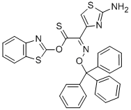 (Z)-2-(2-氨基噻唑-4-基)-2-三苯甲氧亚氨基硫代乙酸(S-2-苯并噻唑)酯,143183-03-3,结构式