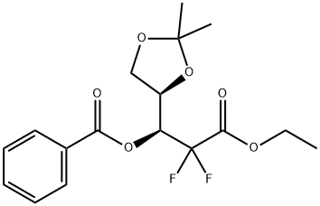 2-Deoxy-2,2-difluoro-4,5-O-isopropylidene-D-threo-pentonic Acid Ethyl Ester Benzoate Structure