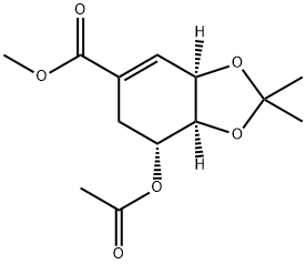 (3R,4S,5R)-7-(Acetyloxy)-3a,6,7,7a-tetrahydro-2,2-diMethyl-1,3-benzodioxole-5-carboxylic Acid Methyl Ester, 143308-74-1, 结构式
