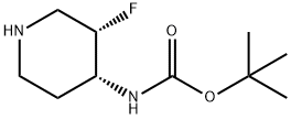 tert-butyl N-[(3S,4R)-3-fluoropiperidin-4-yl]carbamate Structure
