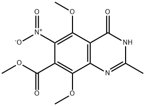 7-Quinazolinecarboxylic  acid,  1,4-dihydro-5,8-dimethoxy-2-methyl-6-nitro-4-oxo-,  methyl  ester  (9CI) Structure