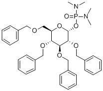 2,3,4,6-四-O-苄基-Α-D-吡喃葡萄糖基-N,N,N',N'-四甲基二氨基磷酸酯 结构式