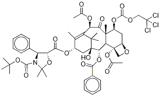 13-{[(3-t-Boc)-2,2-dimethyl-4S-phenyl-1,3-oxazolidin-5R-yl]formyl}-7-O-(2,2,2-trichloroethyl)oxy]carbonyl) Baccatin III Struktur