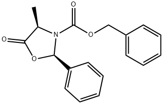 (2R,4R)-3-Benzyloxycarbonyl-4-methyl-2-phenyl-1,3-oxazolidin-5-one Structure