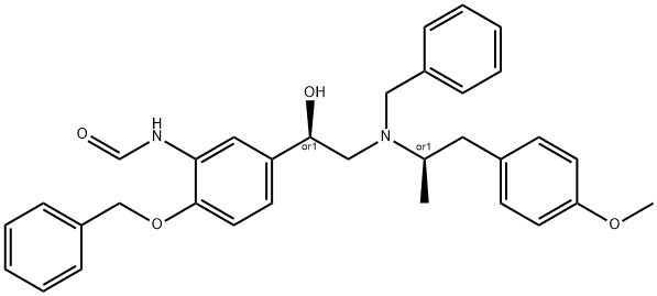 REL-N-[5-[(1R)-1-羟基-2-[[(1R)-2-(4-甲氧基苯基)-1-甲基乙基](苯基甲基)氨基]乙基]-2-(苯基甲氧基)苯基]甲酰胺, 143687-23-4, 结构式