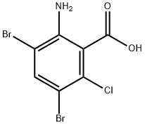 2-アミノ-6-クロロ-3,5-ジブロモ安息香酸 化学構造式