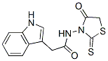 N-(4-オキソ-2-チオキソチアゾリジン-3-イル)-1H-インドール-3-アセトアミド 化学構造式